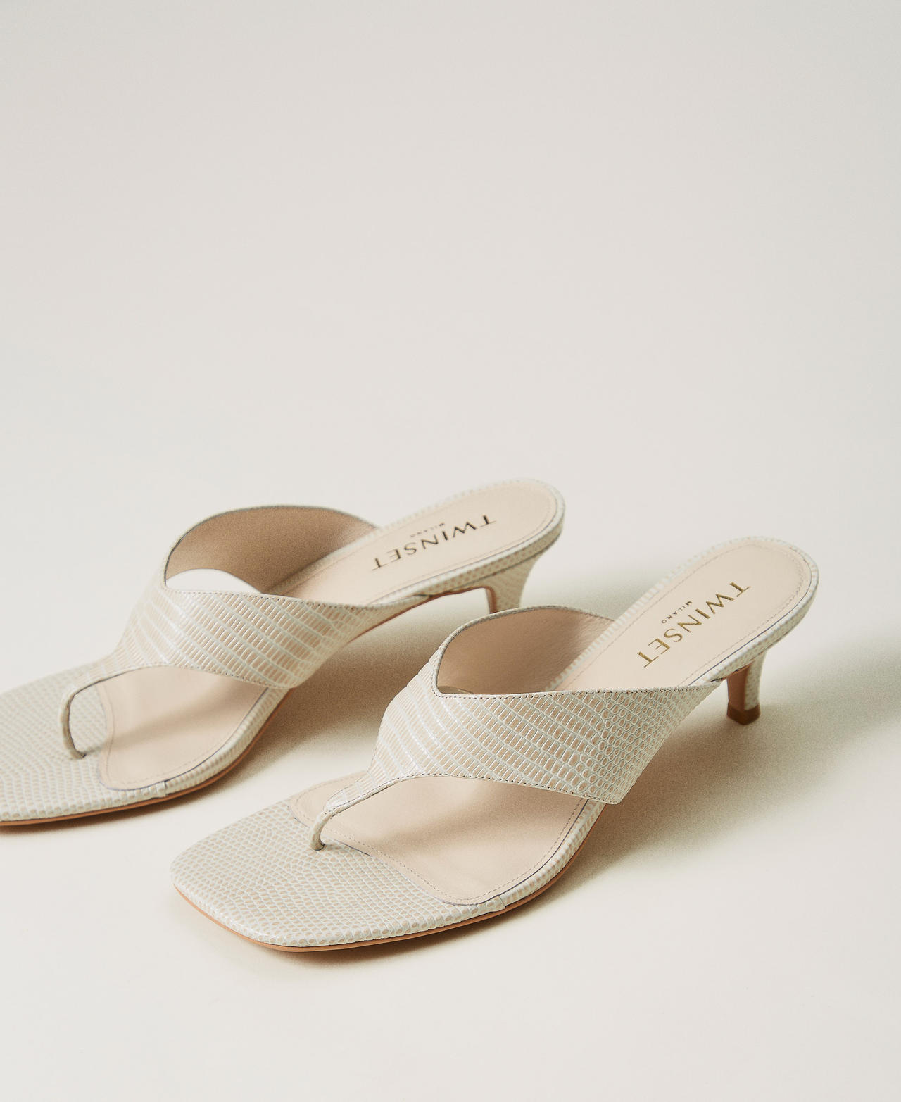 Sandales mules en cuir Serpent Sable Femme 251TGT172_12385_02