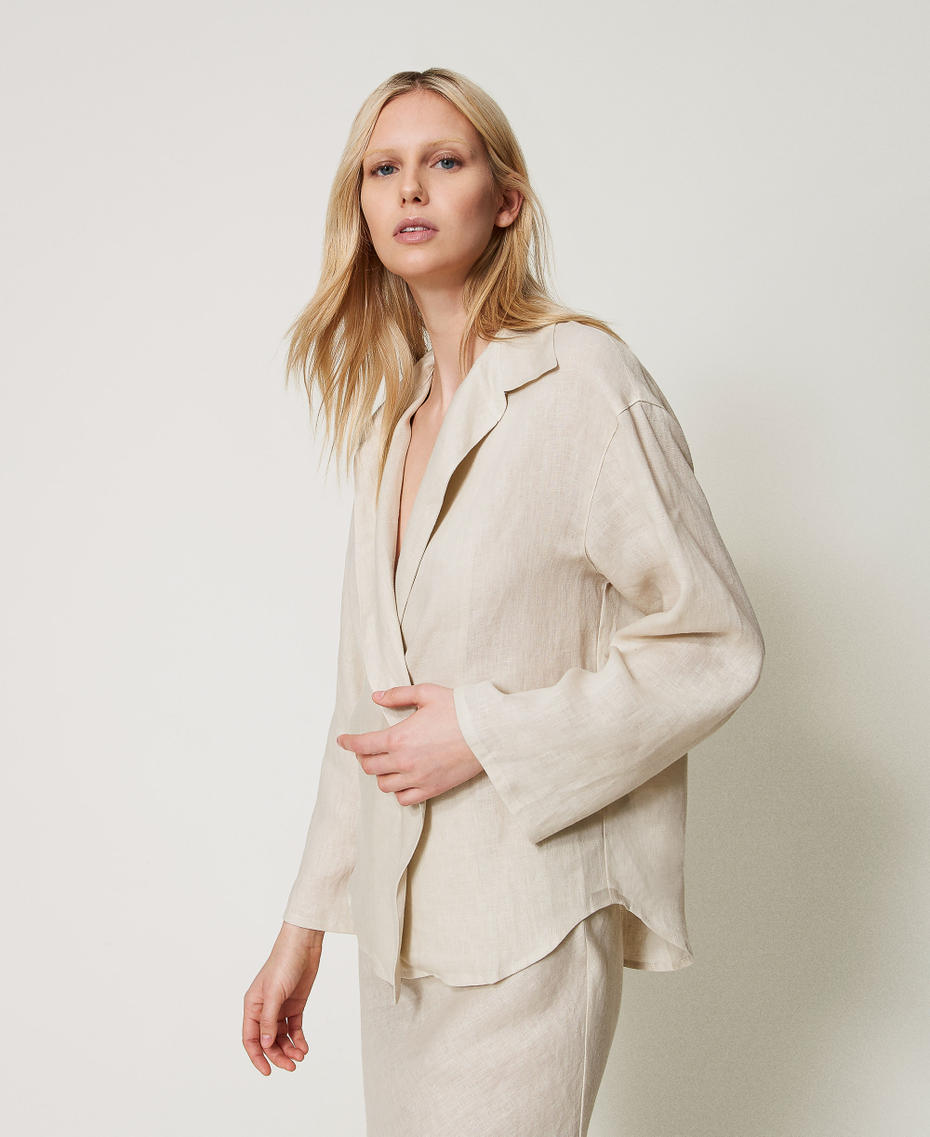 Camicia a portafoglio in lino Beige "Sabbia Fredda" Donna 251TF2017_07019_03