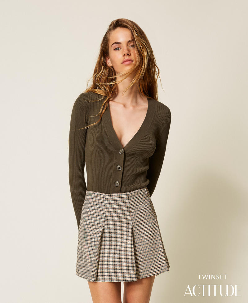 Houndstooth miniskirt Natural Houndstooth Woman 252AP2245_12667_PA