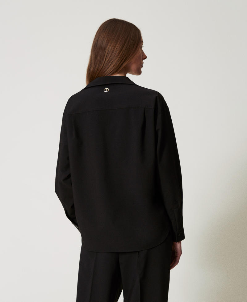 Camicia oversize in tessuto tecnico Nero Donna 251TQ2030_00006_03