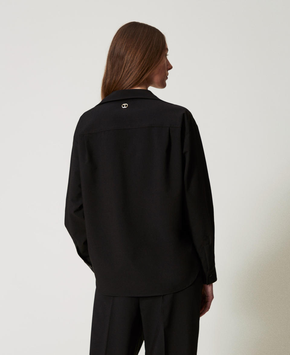 Camicia oversize in tessuto tecnico Nero Donna 251TQ2030_00006_03
