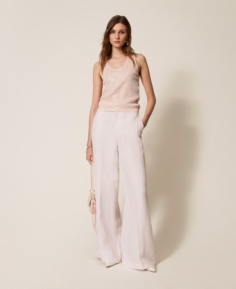 Knit top with sequins Pink Sand Woman 261TP3301_00570_01