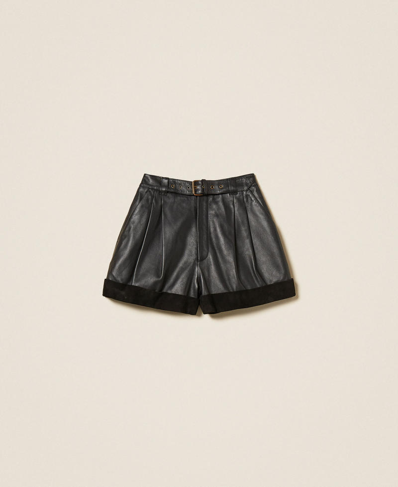 Leather shorts with belt Black Woman 252TS2120_00006_S0