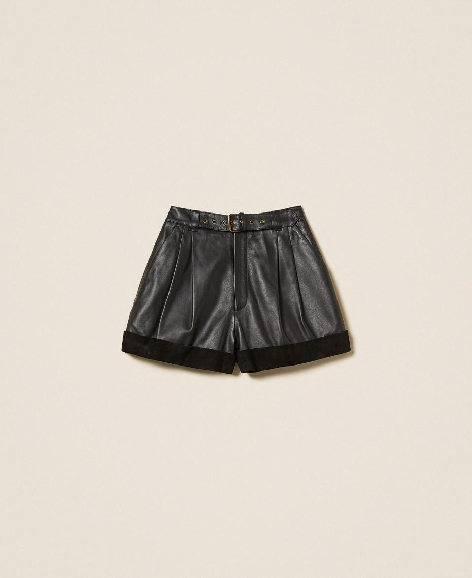 Leather shorts with belt Black Woman 252TS2120_00006_S0