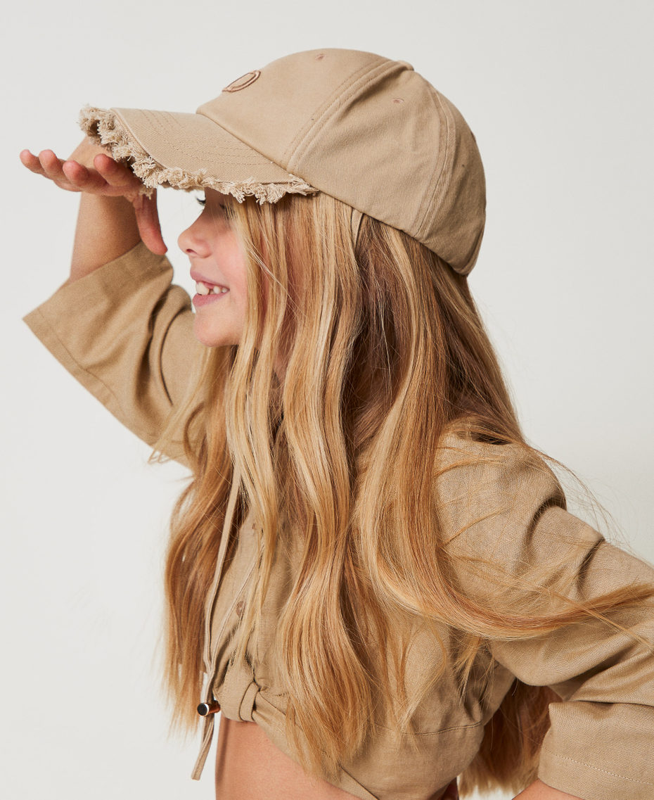 Baseball cap with Oval T embroidery Beige Hemp Girl 251GJ5022_00310_0T