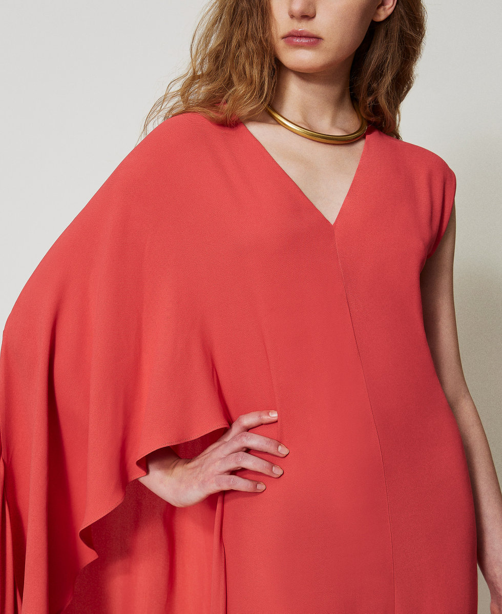 Abito lungo 'Vulcano' in georgette Rosso Arancia Rossa Donna 251TS2220_00294_04