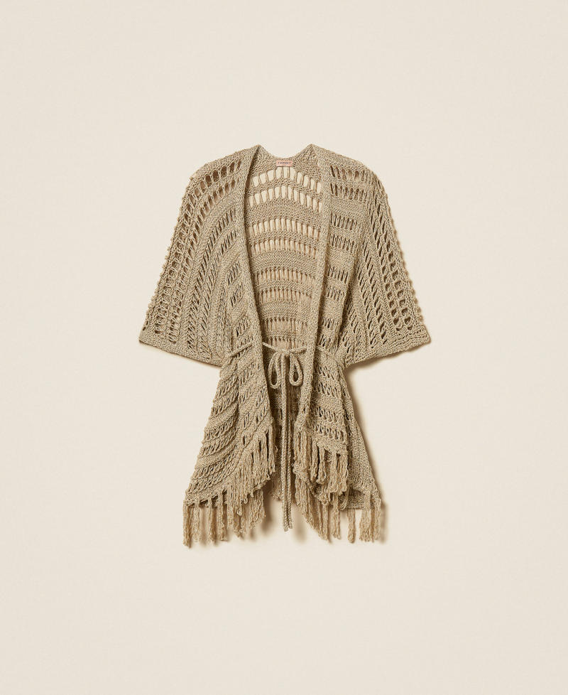 Crochet knit poncho Delicate Sand Beige Woman 261TA4340_13161_S0