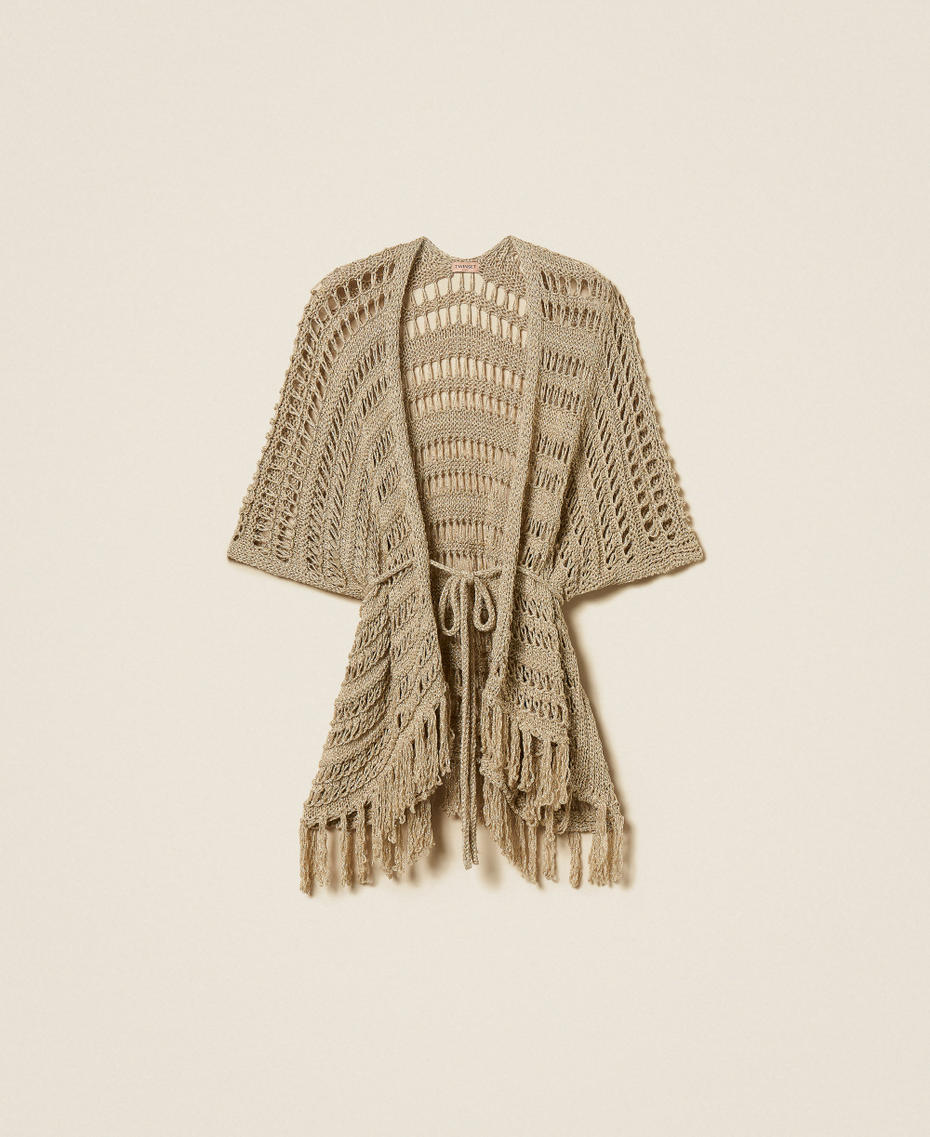 Crochet knit poncho Delicate Sand Beige Woman 261TA4340_13161_S0