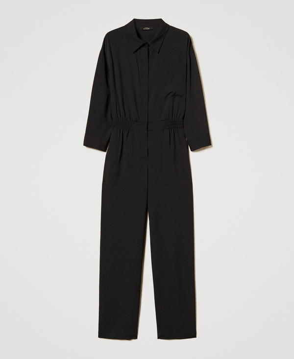 Crêpe de Chine jumpsuit with macramé