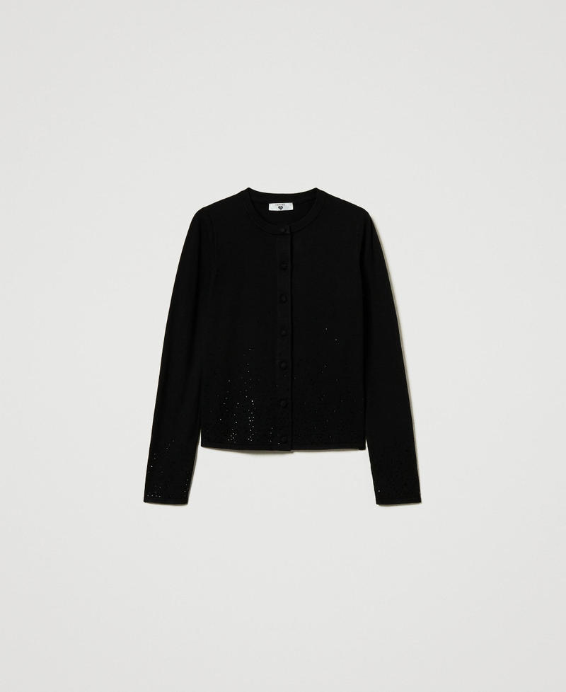 Cardigan con strass in d&eacute;grad&eacute; Nero Donna 242LI3TAA_00006_S0
