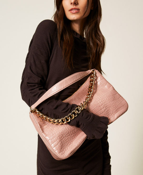 “Liliane” crocodile print leather bag