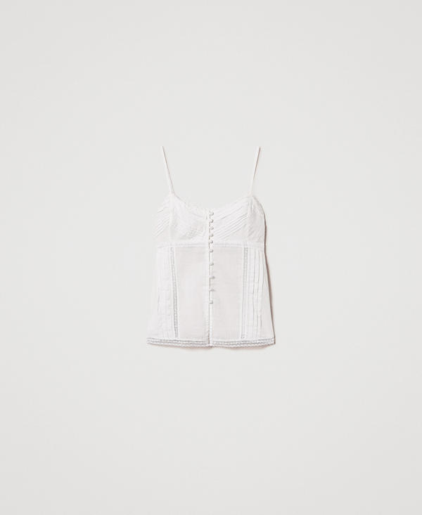 Top in mussola con pizzo