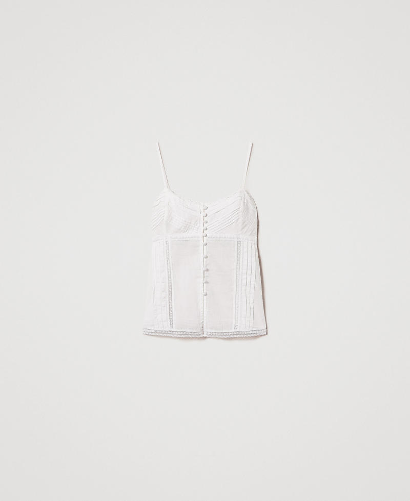 Top in mussola con pizzo Bianco Sugar Donna 251LM2WAA_00632_S0