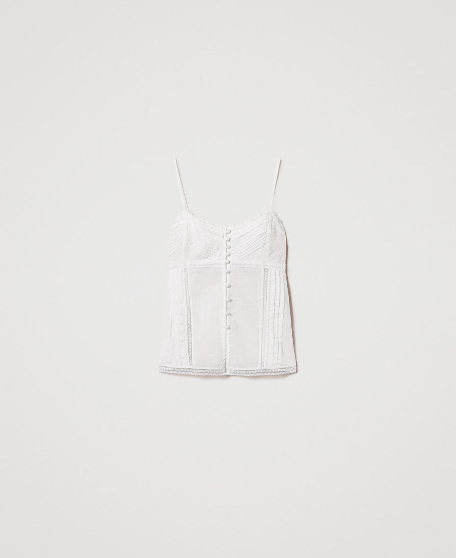 Top in mussola con pizzo Bianco Sugar Donna 251LM2WAA_00632_S0