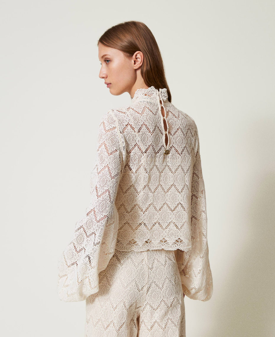 Macramé lace blouse Delicate Beige Woman 251TP2404_12140_03