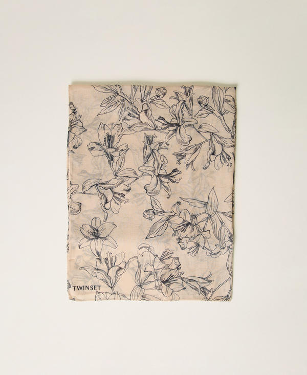 Floral print kefiah with logo