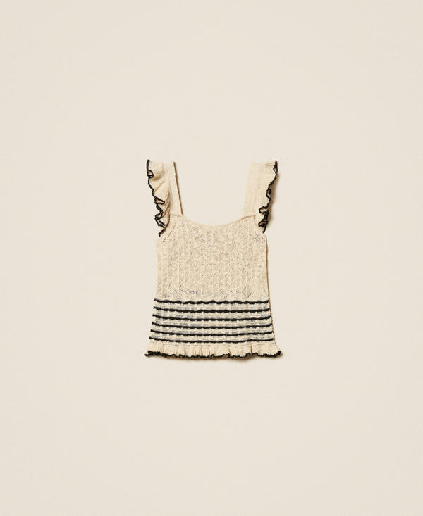 Striped jumper with ruffles