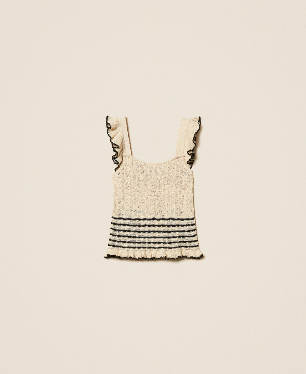 Maglia con righe e volant