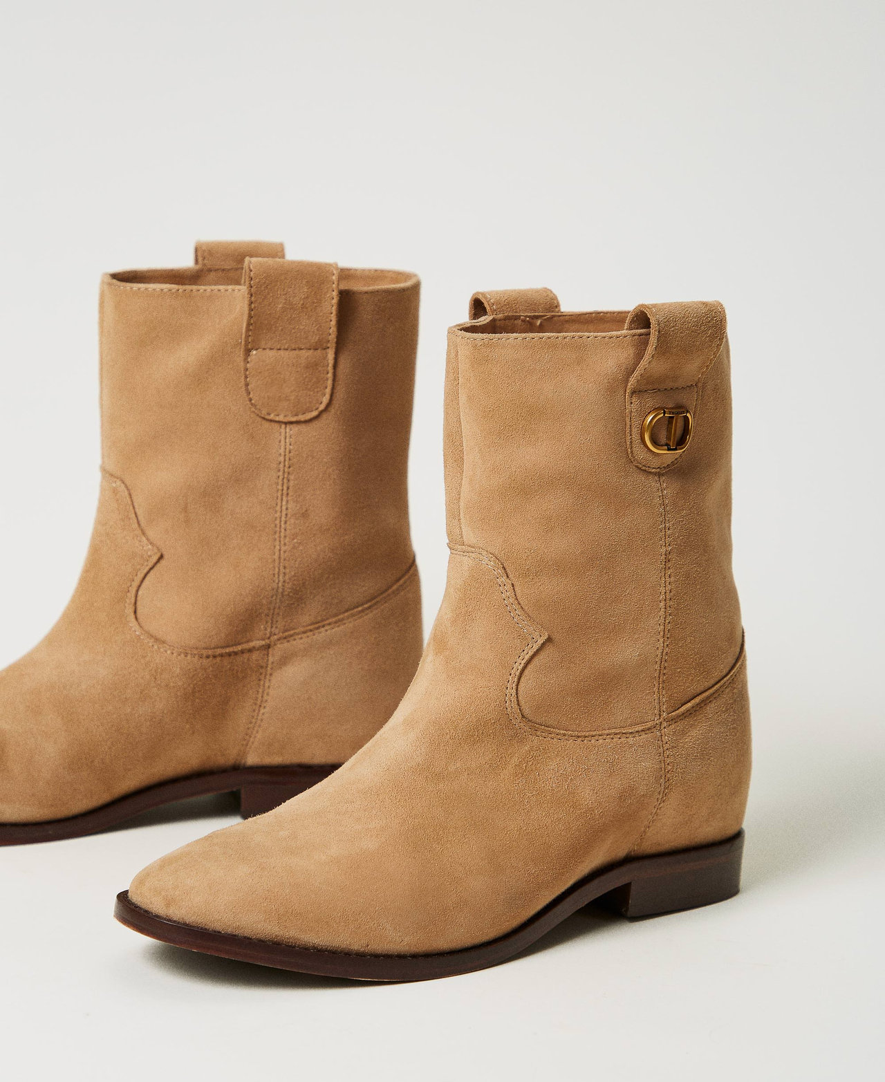 Bottines en cuir velours Chameau Femme 251TCP140_00044_02