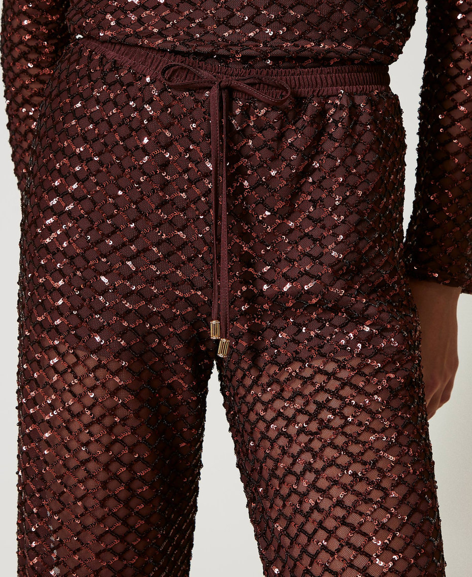 Tulle trousers with sequins Brown Stone Woman 251LB2QBB_12133_04