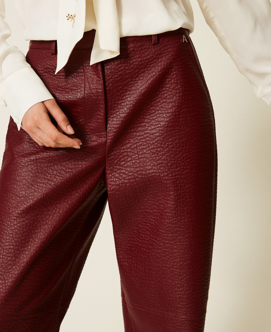 Wide faux leather trousers "Rhubarb" Red Woman 262AP2292_13643_04