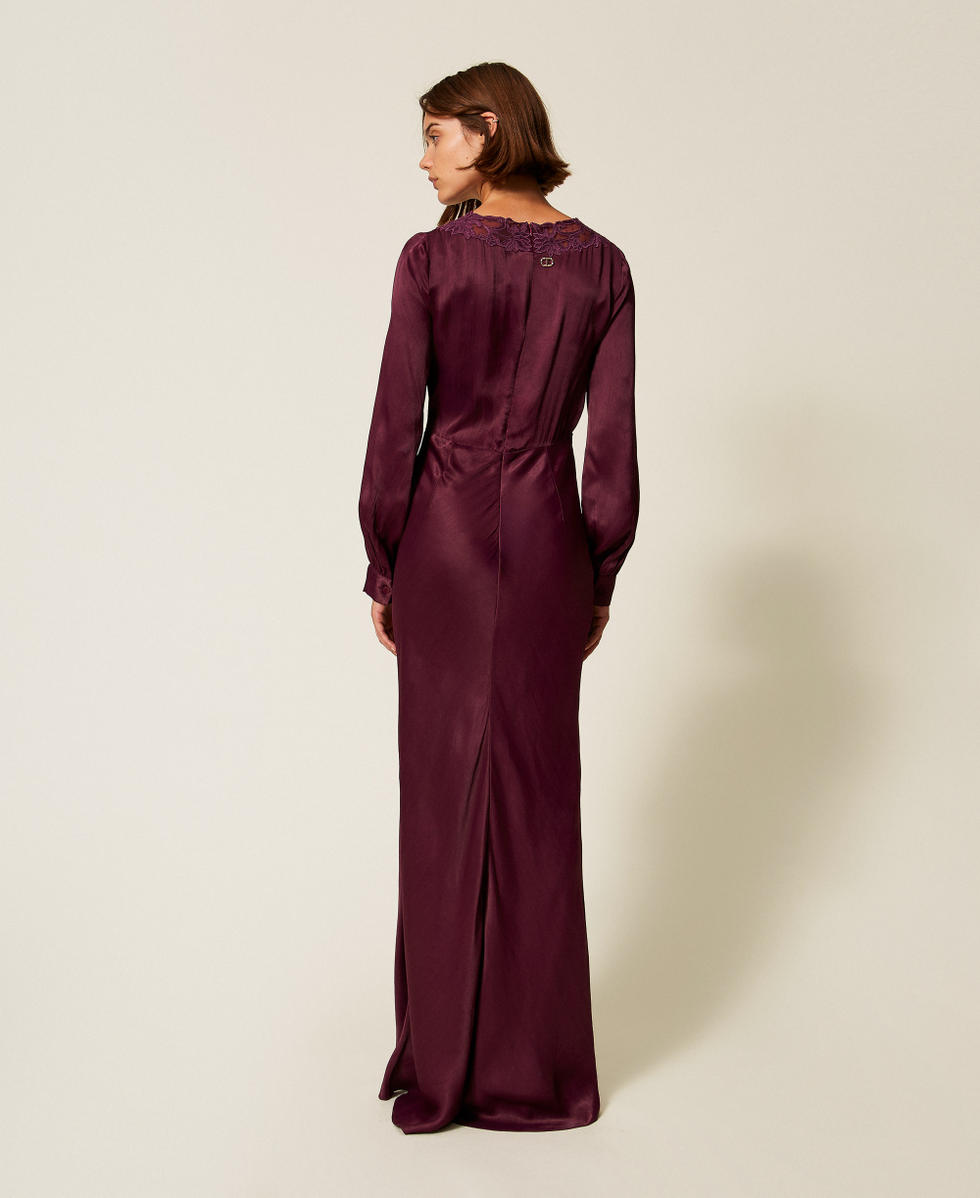 Robe longue en satin avec broderie Violet &laquo;&nbsp;Purple Eden&nbsp;&raquo; Femme 252TT2244_12635_03
