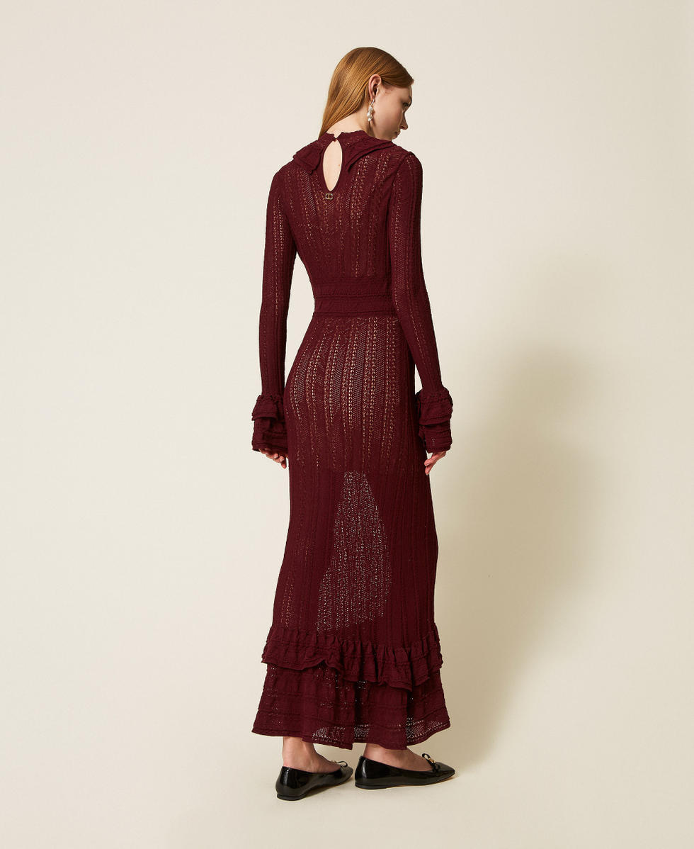 Robe longue en maille avec volants Violet « Winetasting » Femme 252TP3182_05609_03