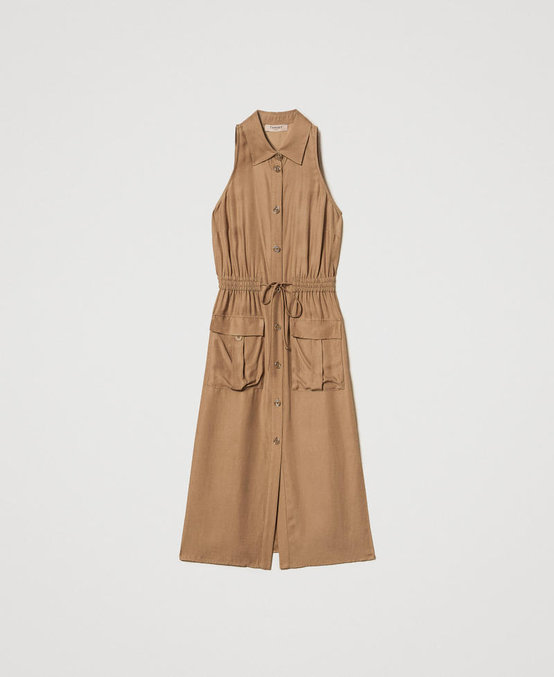 Abito lungo in envers satin Golden Green Donna 251TT2270_12438_S0