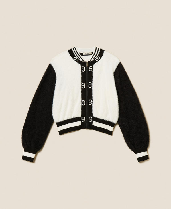 Knit bomber jacket with Oval T