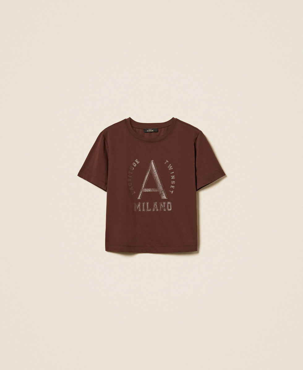 T-shirt with laminated logo print Chocolate Lab Woman 261AP2163_10780_S0