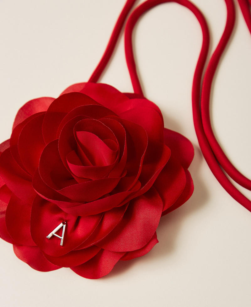 Choker with satin flower Magenta Red Woman 261AA4071_13160_02