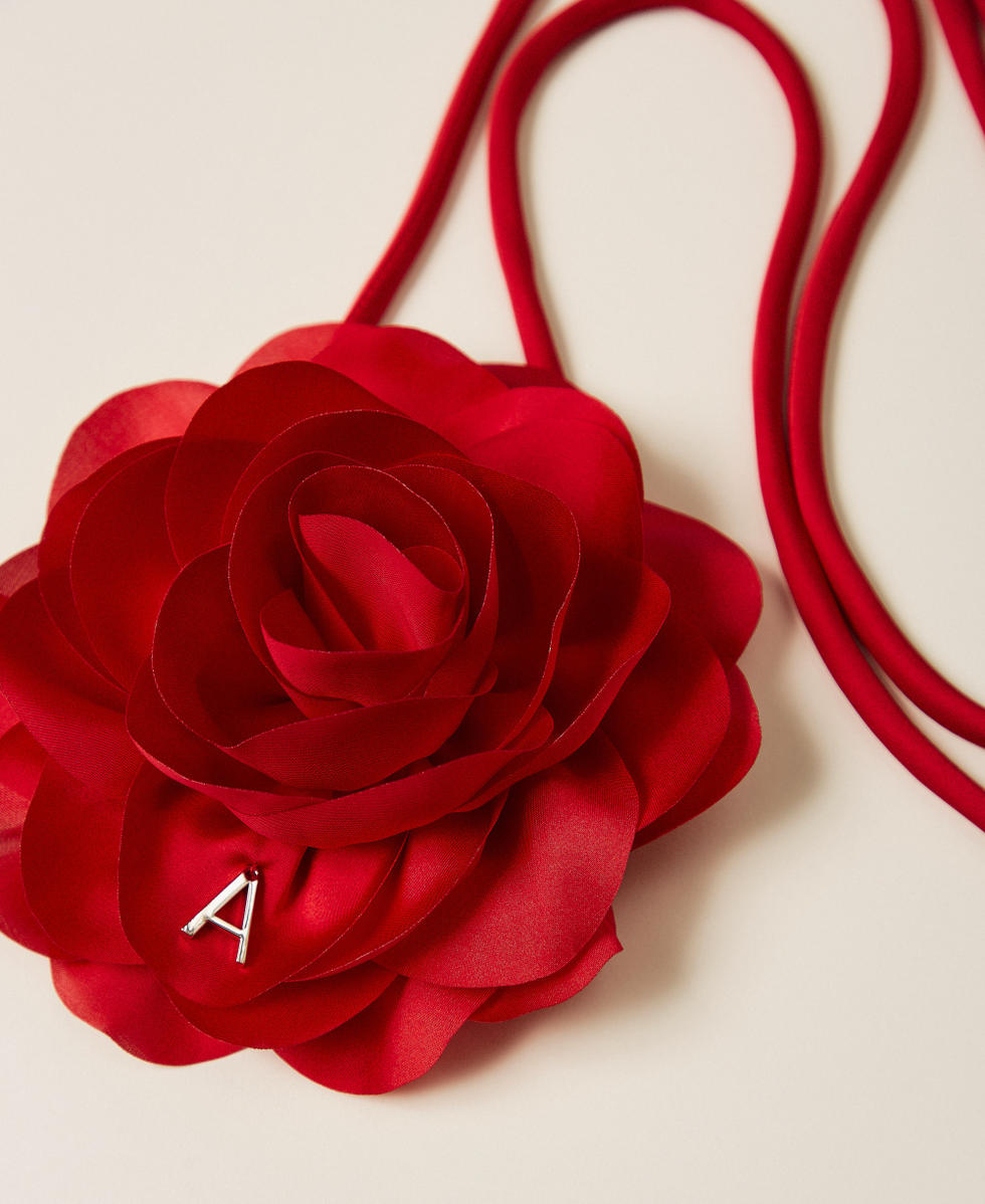 Choker mit Satinblume Magentarot Frau 261AA4071_13160_02
