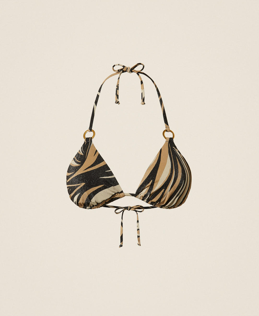 Haut de maillot de bain triangle avec lurex et imprimé