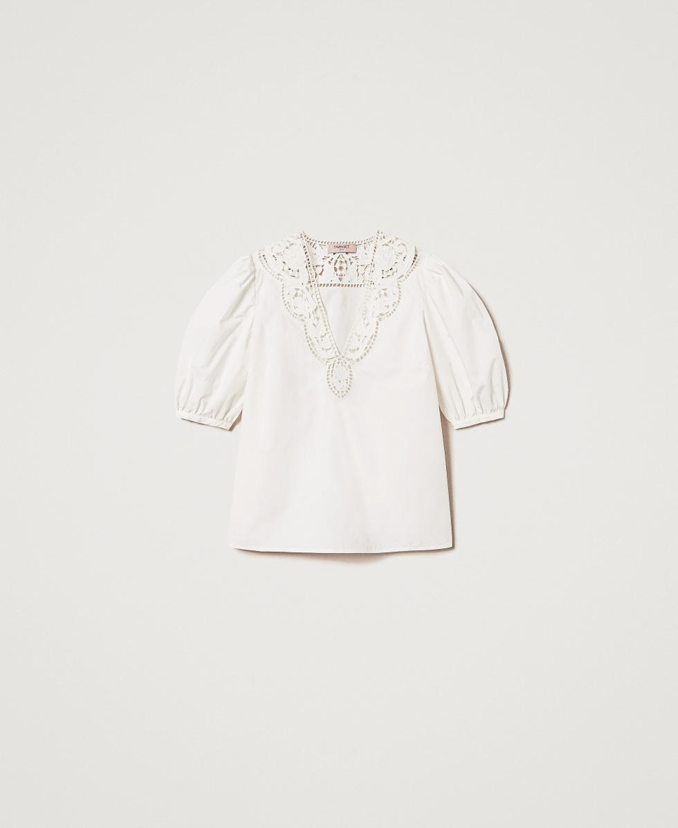 Blusa in popeline sangallo