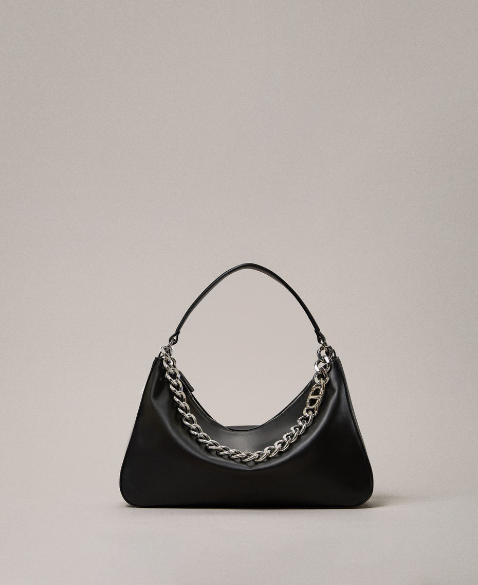 'Liliane' medium leather bag Black/Nickel Woman 999TB7010_12694_PS
