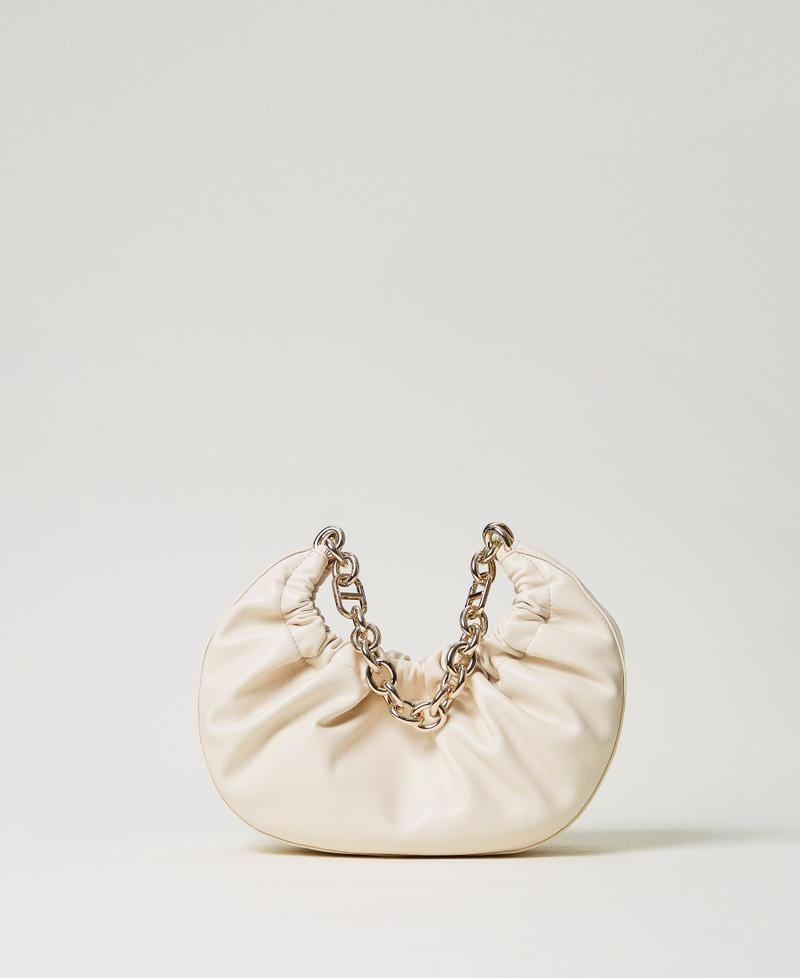 Hobo-Bag „Croissant“ mit Raffung Weiß Schnee Frau 251TD8030_00282_01
