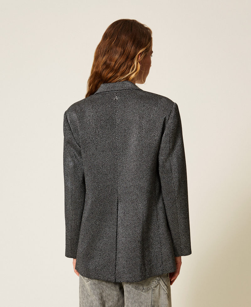 Blazer with laminated print Black Woman 252AP2350_00006_03