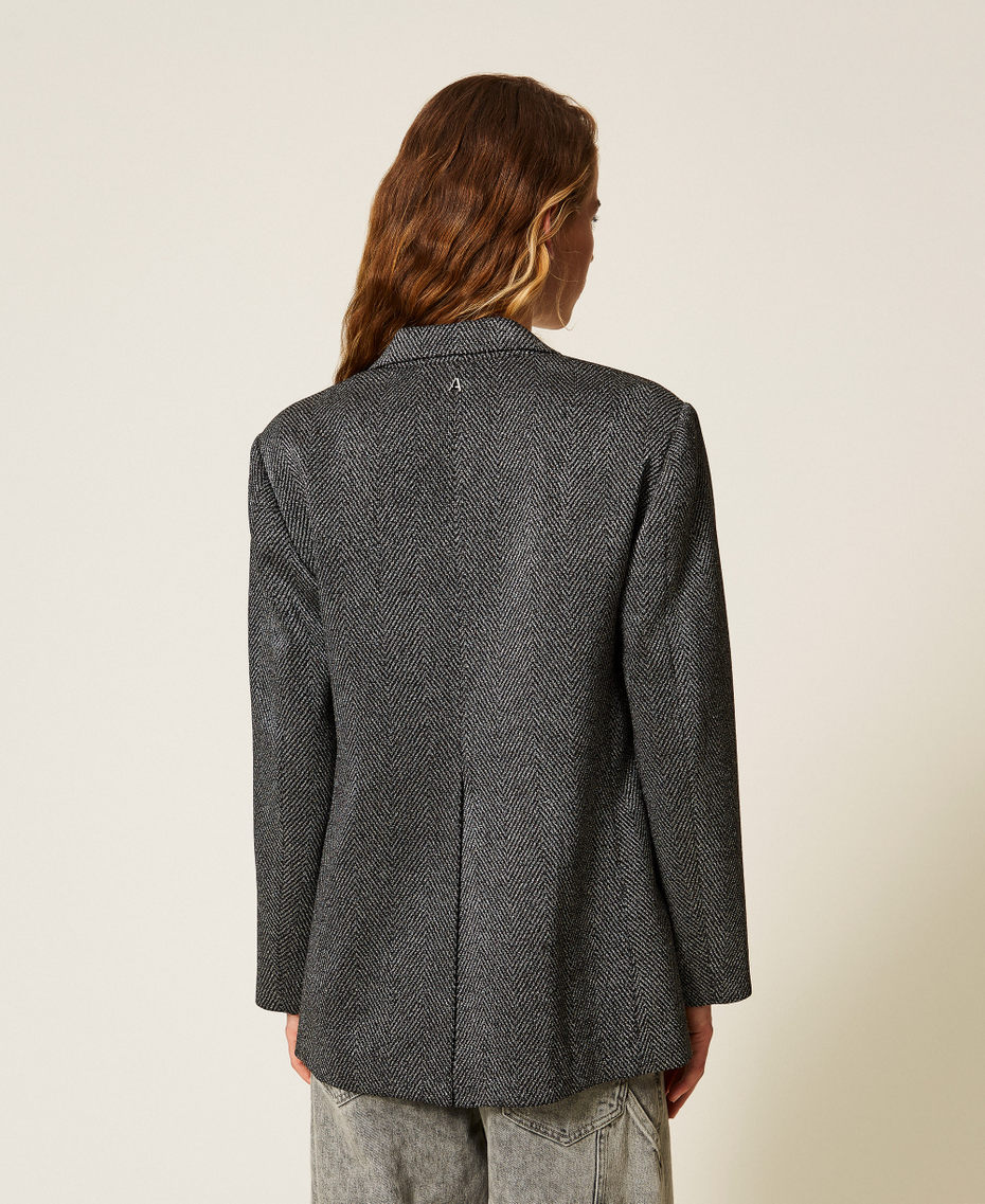 Blazer with laminated print Black Woman 252AP2350_00006_03