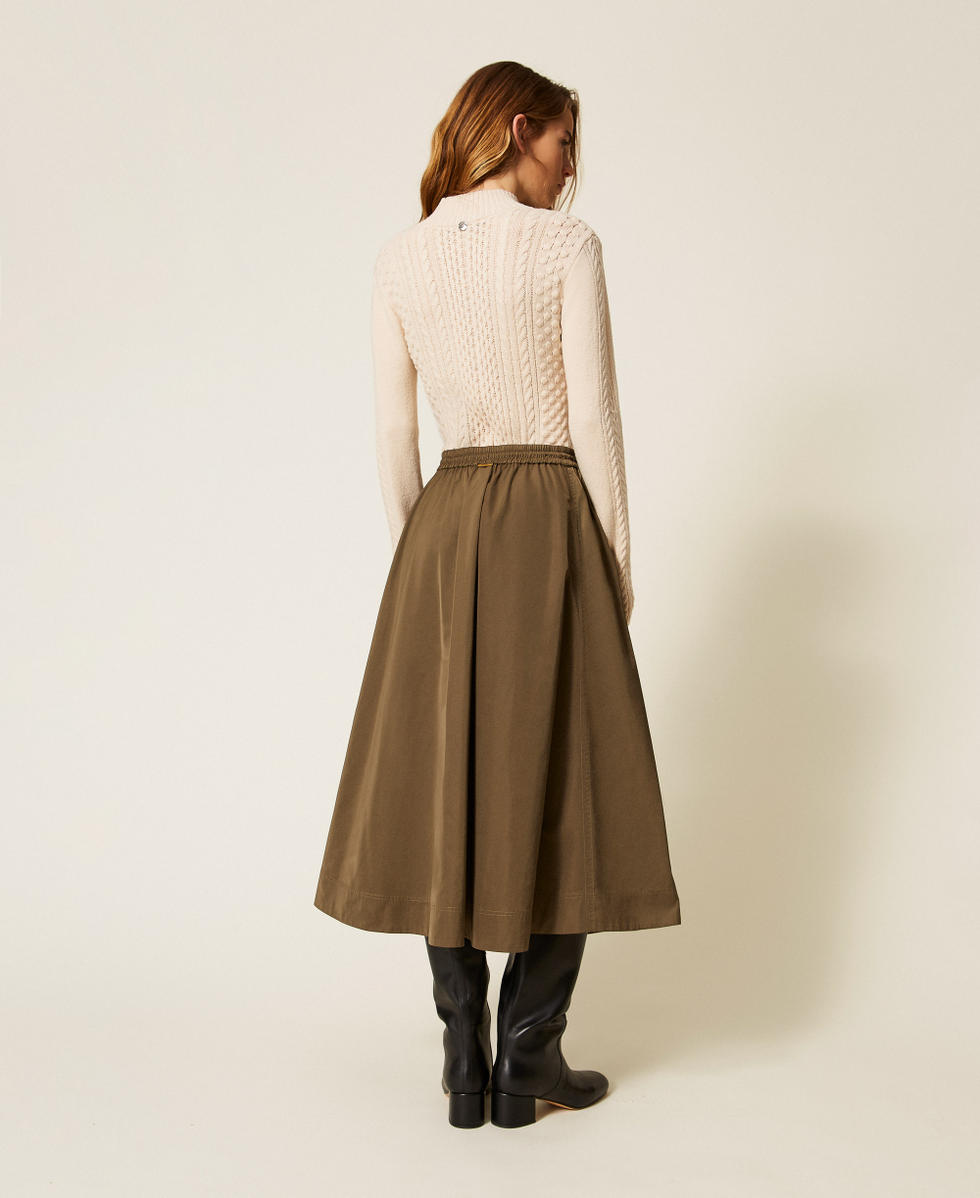 Jupe mi-longue en taffetas Vert &laquo;&nbsp;Green Olive&nbsp;&raquo; Femme 252LI2GDD_12655_03