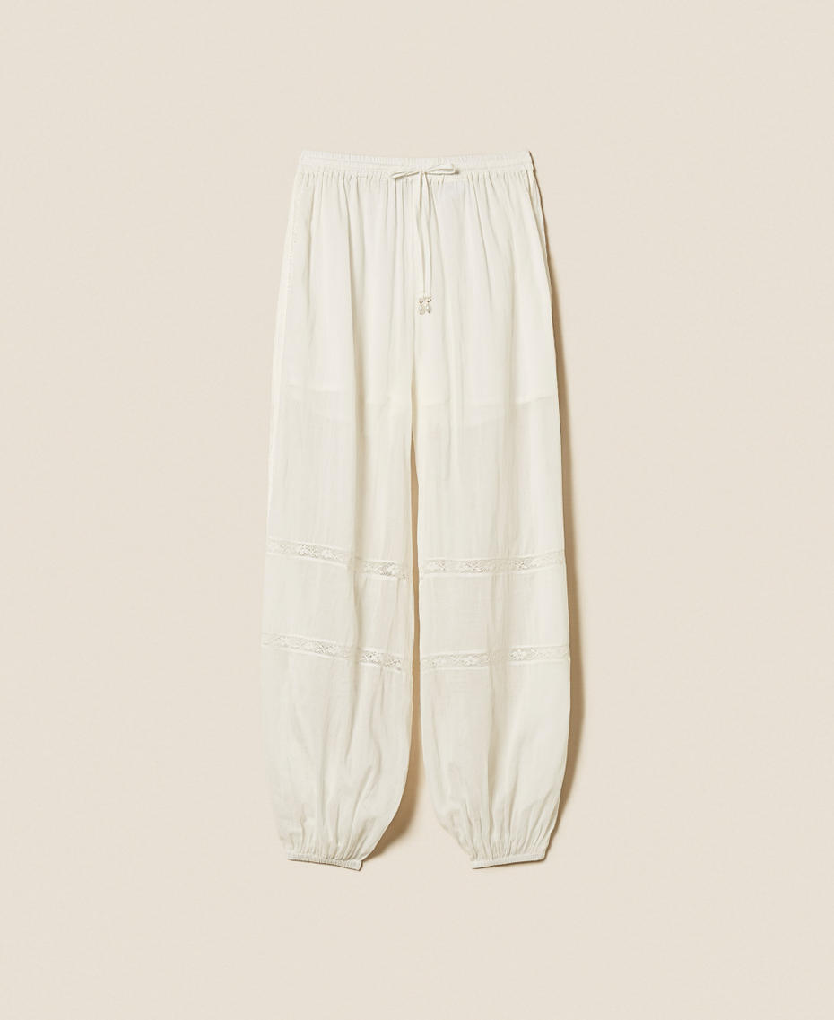 Muslin trousers with lace Off White Woman 261LM2HBB_00526_S0