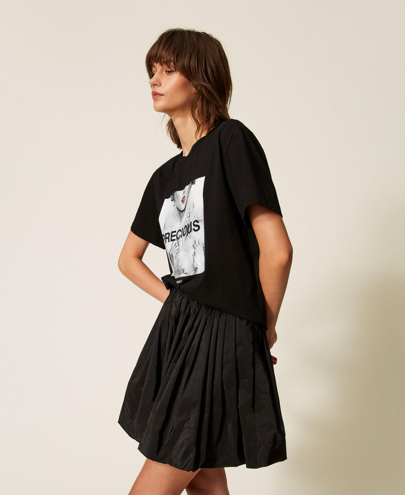 T-shirt avec imprim&eacute; et strass Noir Femme 262AP2510_00006_02