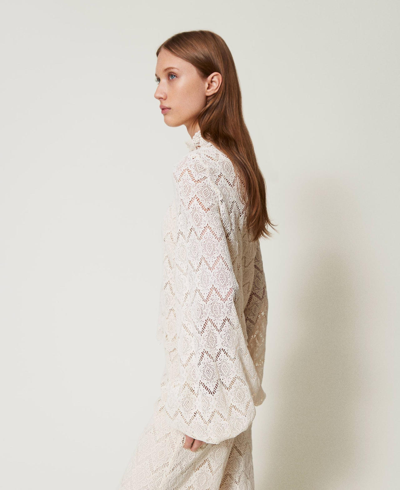 Macramé lace blouse Delicate Beige Woman 251TP2404_12140_02