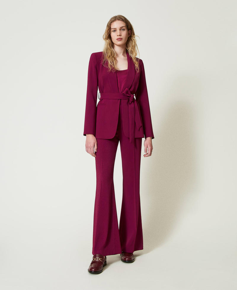 Flared trousers with Oval T chain “Red Plum” Purple Woman 242TP2083_05245_06