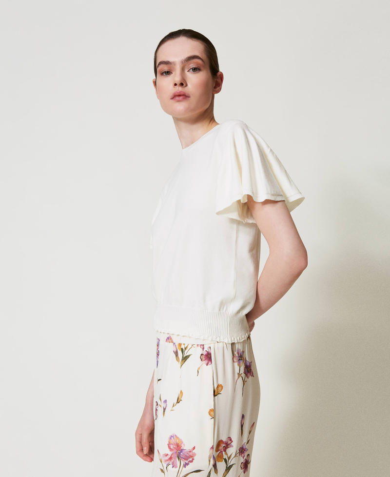 Knit T-shirt with scalloped hem White Snow Woman 251TP3013_00282_01