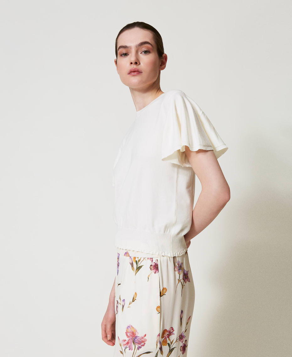 Knit T-shirt with scalloped hem White Snow Woman 251TP3013_00282_01