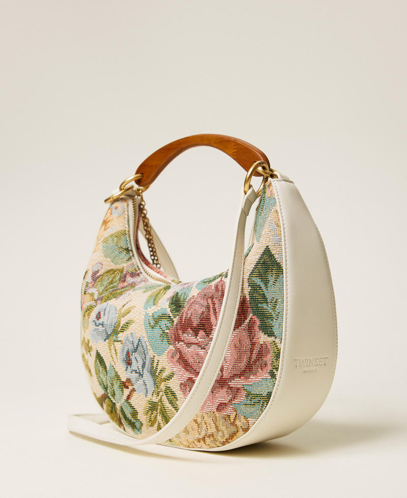 Jacquard &lsquo;Croissant&rsquo; bag with charms Jacquard Gobelin Woman 261TB7321_13312_03