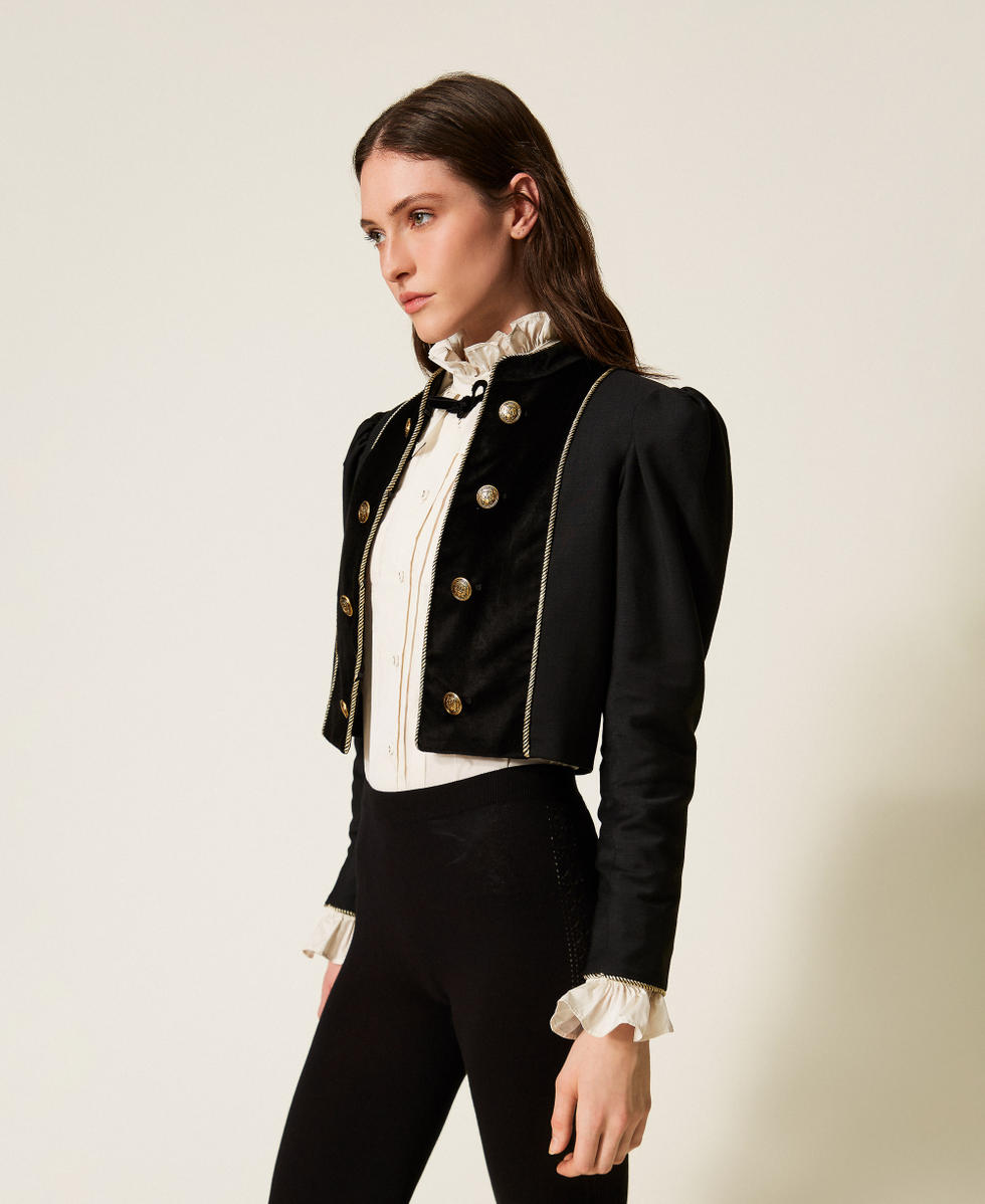 Chaqueta de lana mixta y terciopelo