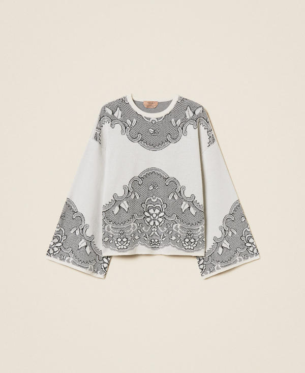 Maxi-Jacquardpullover aus Wollmischung