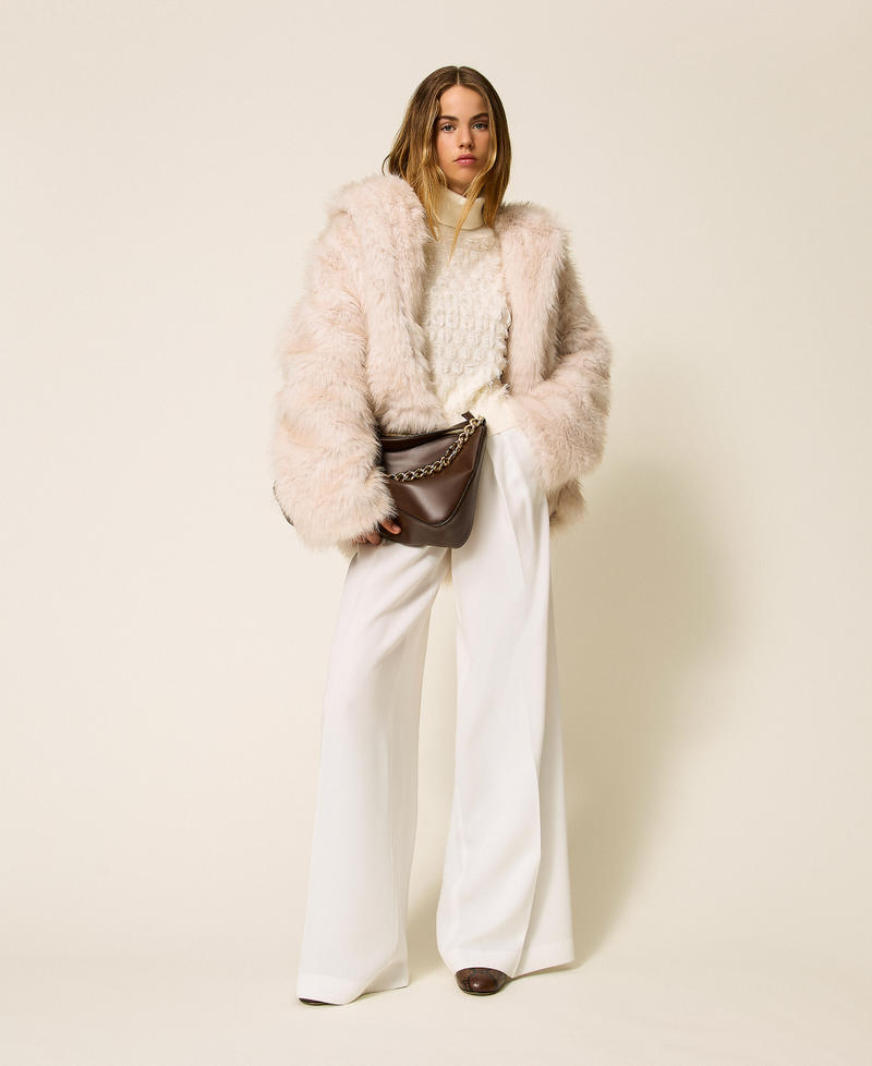 Turtleneck jumper with fringes White Snow Woman 252AP3200_00282_T0