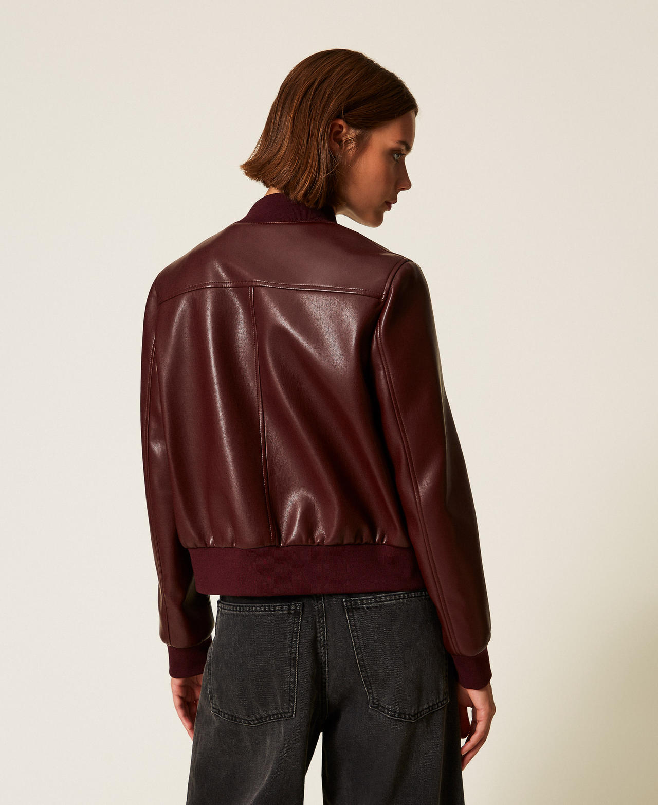 Faux leather jacket with buttons “Wine tasting” Purple Woman 252TP2232_05609_03